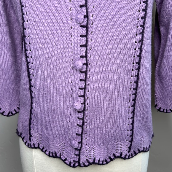 Vintage Christopher & Banks purple embroidered sweater Size Medium - Picture 4 of 12